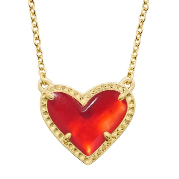 Kendra Scott Ari Heart Gold Neon Pink Magnesite Pendant Necklace - Picture 7 of 10